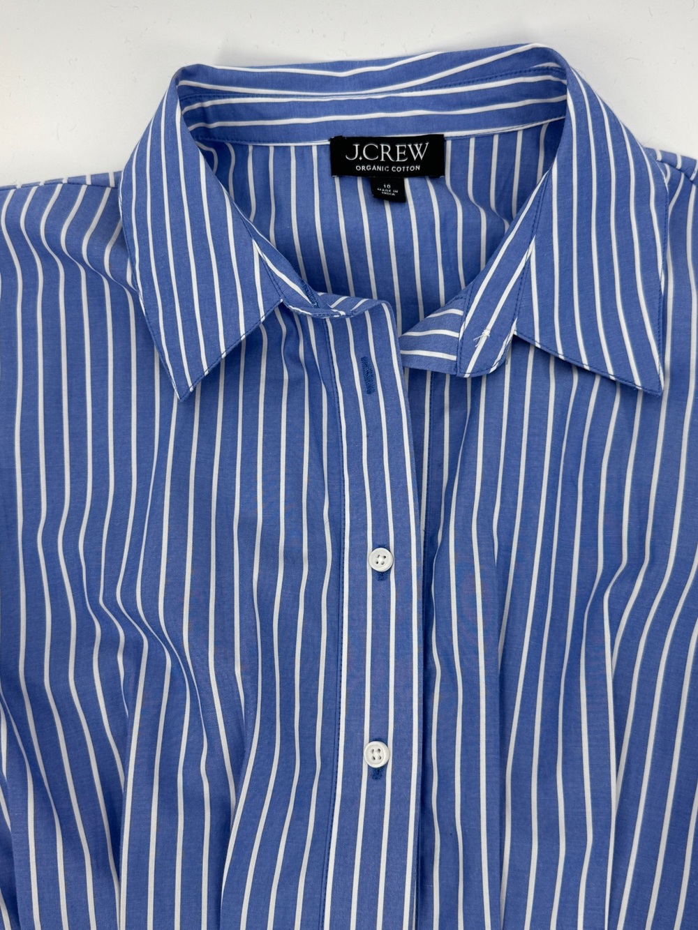 J. Crew Blue Striped Button-Front Women’s Dress fit and flare - Picture 6 of 9